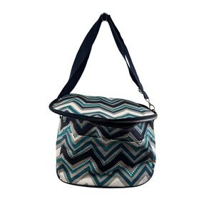 Thirty-One Thermal Cooler Bag Large Teal Chevron Insulated Tote Unisex